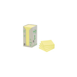 Jegyzettömb öntapadó, 76x76mm, 16x100lap/csomag, 3M 654-1T Post-It GreenLine, sárga Író- irodaszer, papíráru Post-It