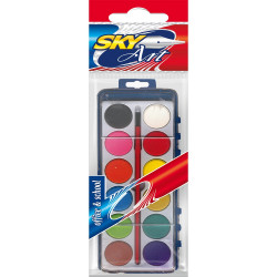 Vízfesték készlet, 12db-os 27mm kerek festékgombokkal Sky Art Író- irodaszer, papíráru Sky Art