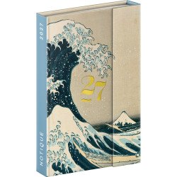 Határidőnapló mágnessel záródó, heti, fehér lapokkal Katsushika Hokusai 110x160mm, Presco Író- irodaszer, papíráru Presco