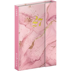Határidőnapló mágnessel záródó, heti, fehér lapokkal Pink Marble 110x160mm, Presco Író- irodaszer, papíráru Presco
