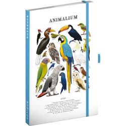 Keménytáblás notesz krémszínű lapokkal, vonalas, leszorító gumiszalaggal Animalium – Birds 130x210mm, Presco Író- irodaszer, papíráru Presco