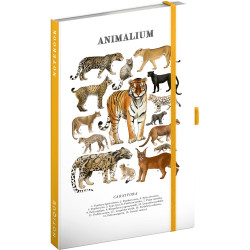 Keménytáblás notesz krémszínű lapokkal, vonalas, leszorító gumiszalaggal Animalium – Felines 130x210mm, Presco Író- irodaszer, papíráru Presco