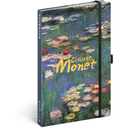 Keménytáblás notesz krémszínű lapokkal, vonalas, leszorító gumiszalaggal Claude Monet 130x210mm, Presco Író- irodaszer, papíráru Presco