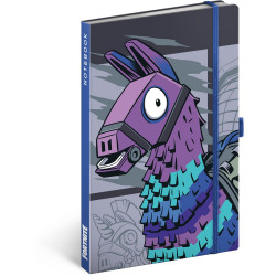 Keménytáblás notesz krémszínű lapokkal, vonalas, leszorító gumiszalaggal Fortnite – Llama 130x210mm, Presco Író- irodaszer, papíráru Presco
