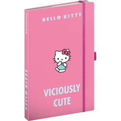 Keménytáblás notesz krémszínű lapokkal, vonalas, leszorító gumiszalaggal Hello Kitty 130x210mm, Presco Író- irodaszer, papíráru Presco
