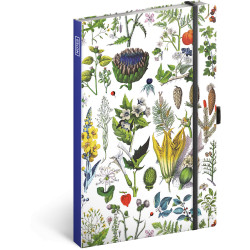 Keménytáblás notesz krémszínű lapokkal, pontozott, leszorító gumiszalaggal Herbs 130x210mm, Presco Író- irodaszer, papíráru Presco