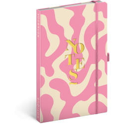 Keménytáblás notesz krémszínű lapokkal, vonalas, leszorító gumiszalaggal Pink 130x210mm, Presco Író- irodaszer, papíráru Presco
