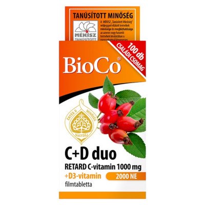 C+D Duo Retard C-vitamin 1000mg + D3-vitamin 2000NE tabletta 100db BioCo