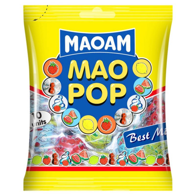 Nyalóka, 130g, Maoam Mao Pop Best Mix 10db/csomag, Haribo