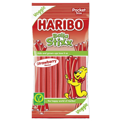 Gumicukor, 80g, Balla Stixx Strawberry, Haribo