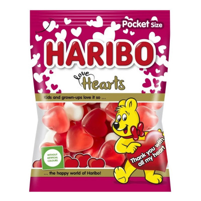 Gumicukor, 80g, Love Hearts (Szivek), Haribo
