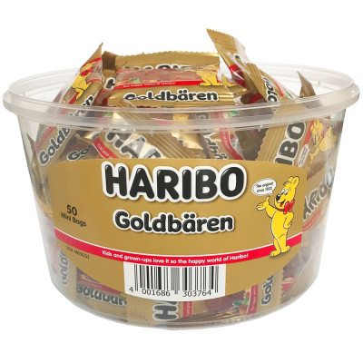 Gumicukor, Mini Goldbären Kördoboz, 50 csomag/doboz Haribo